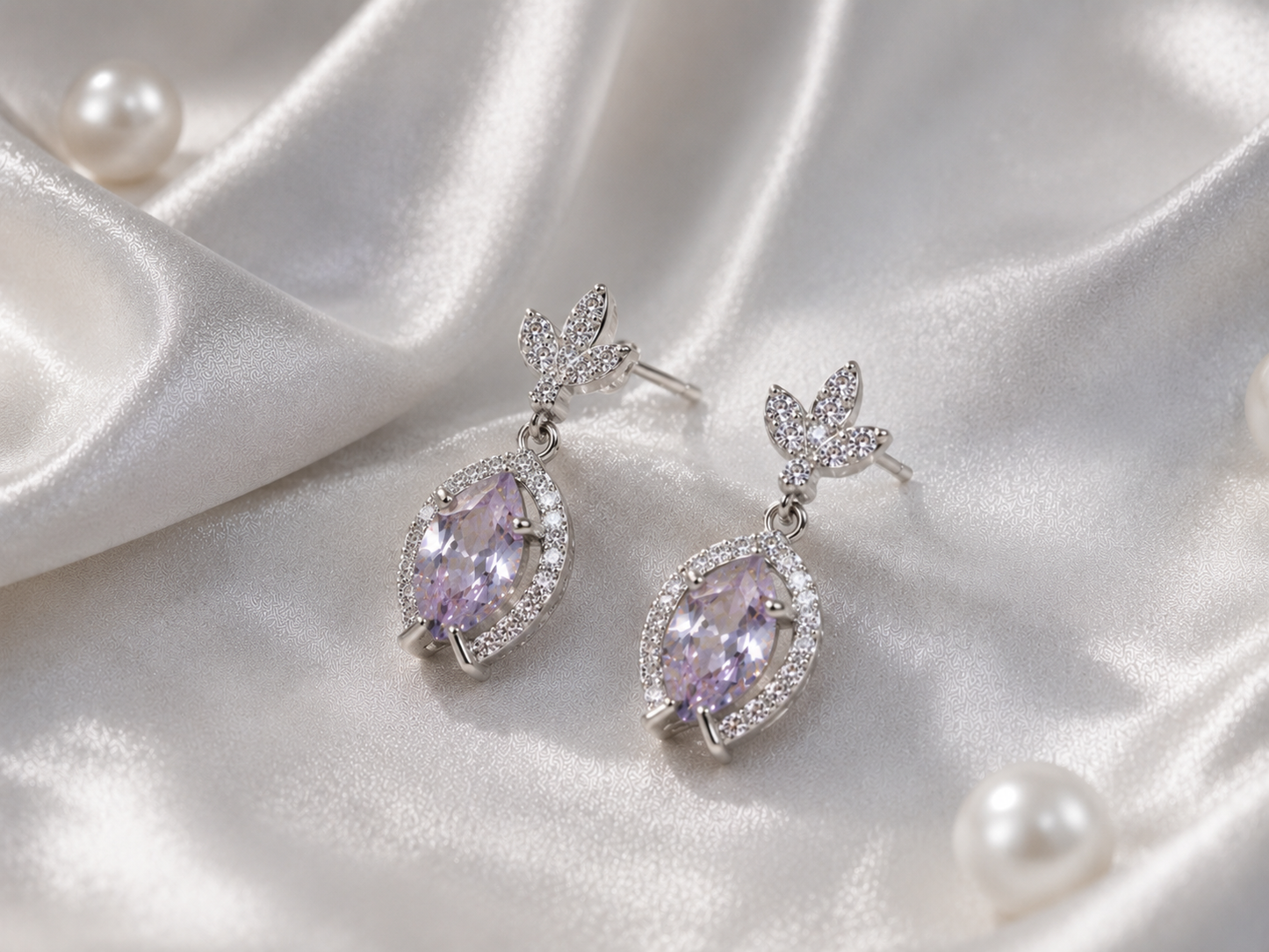 Lavender Crystal Drop Earrings