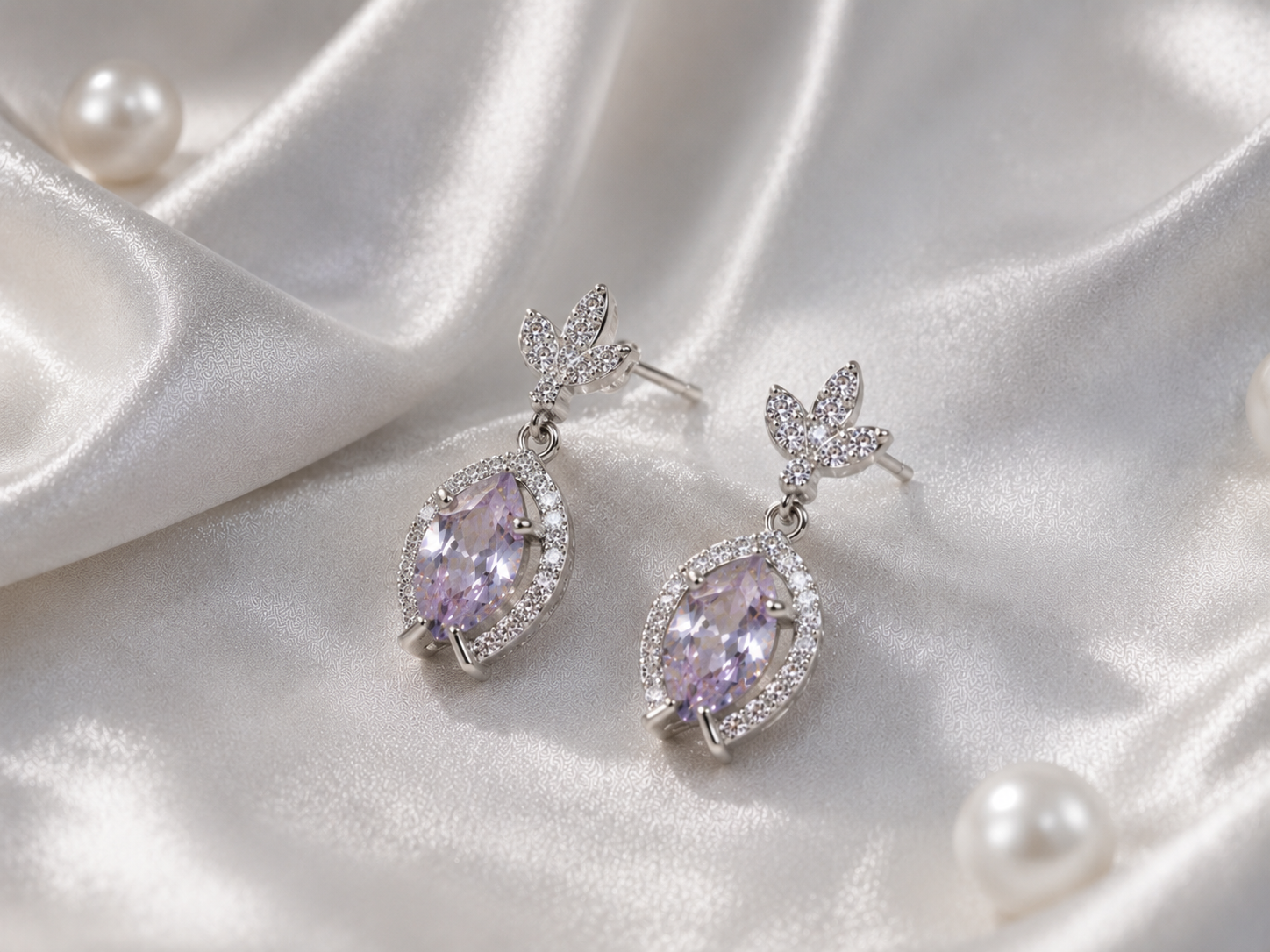 Lavender Crystal Drop Earrings