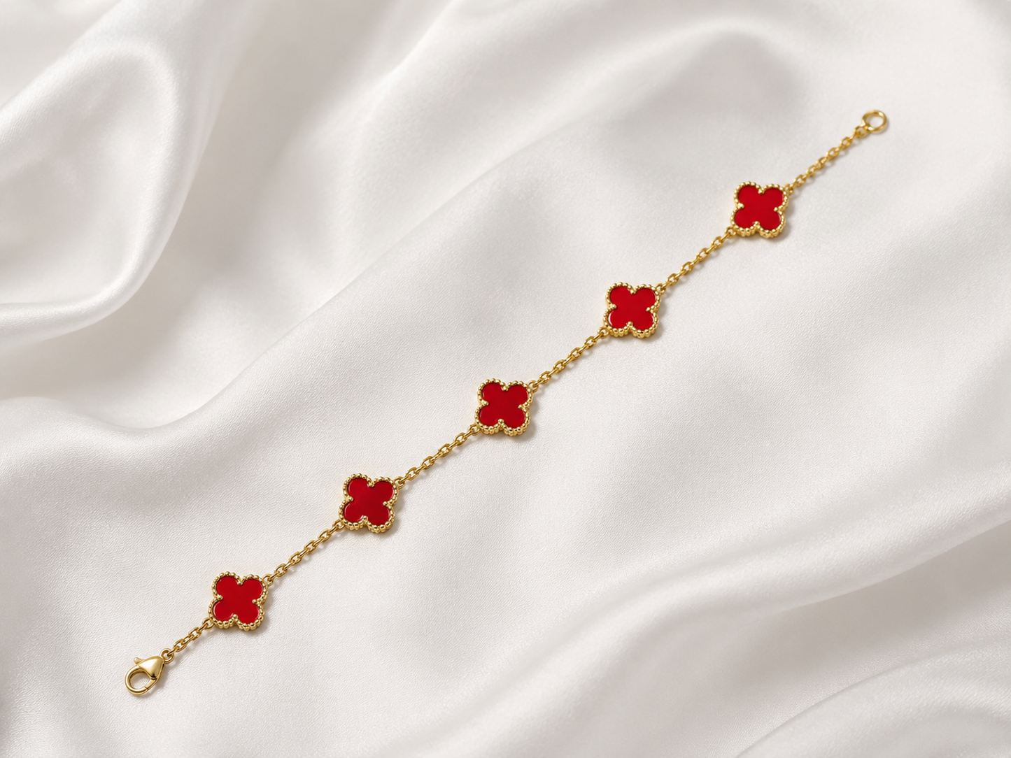 Ruby Clover Charm Bracelet
