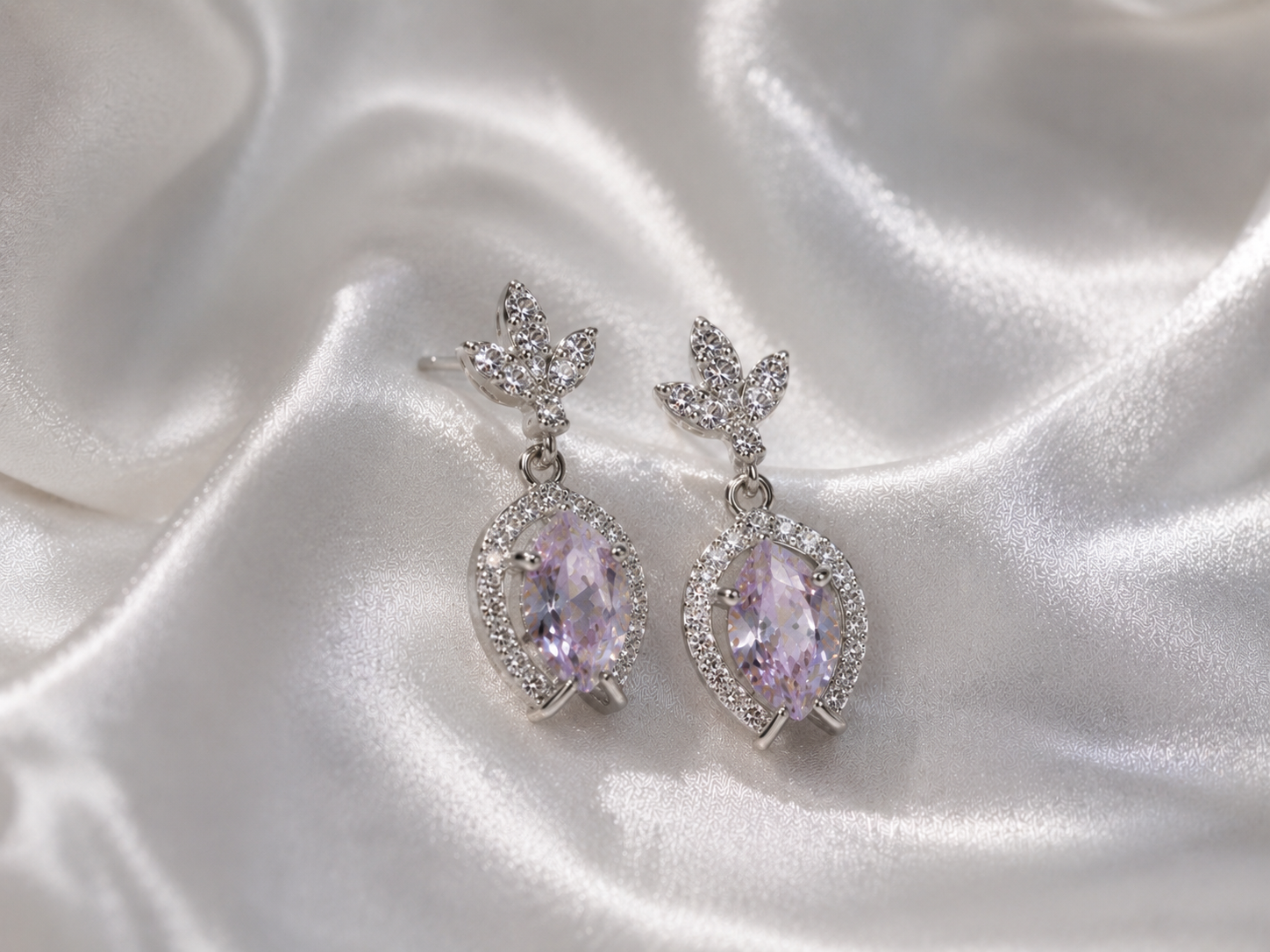 Lavender Crystal Drop Earrings
