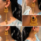 Black Stone Tassel Chandbali Earrings