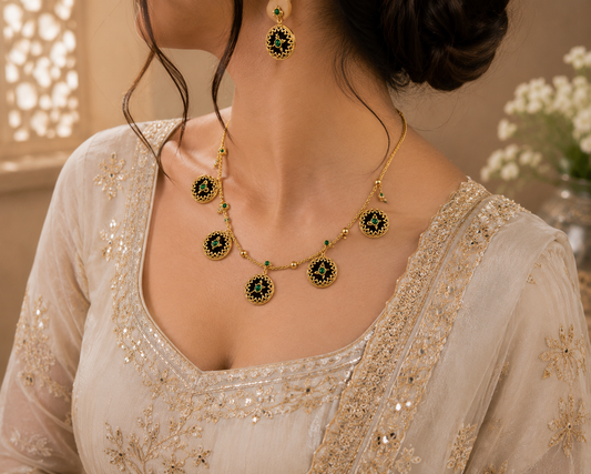 Traditional Meenakari Pendant Jewellery Set