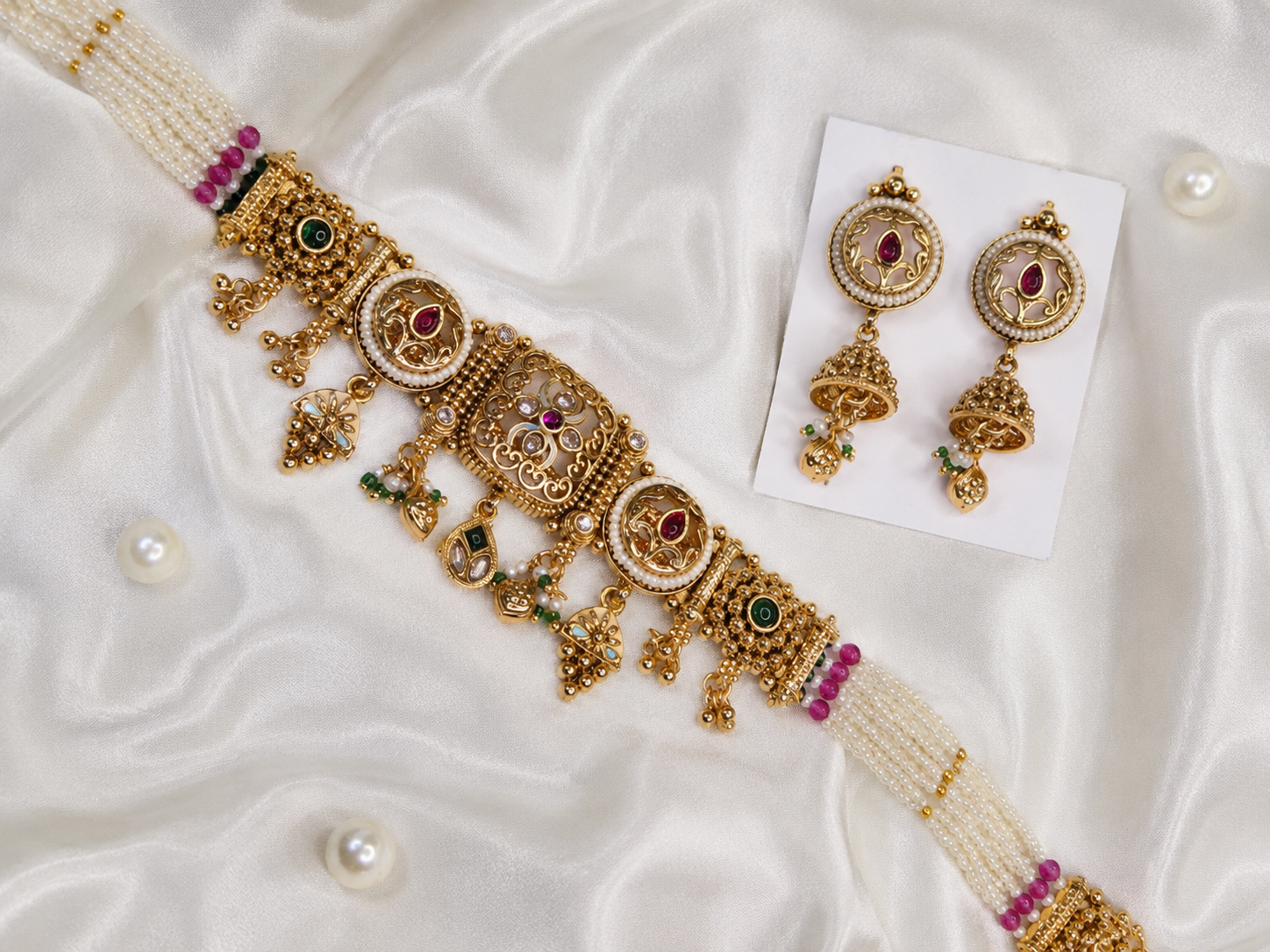 Royal Pearl Kundan Choker Jewellery Set