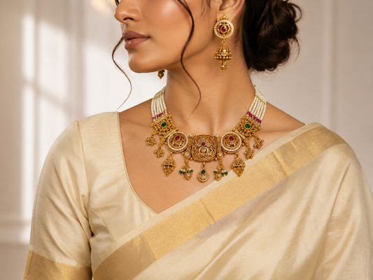 Royal Pearl Kundan Choker Jewellery Set