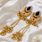 Black Stone Tassel Chandbali Earrings