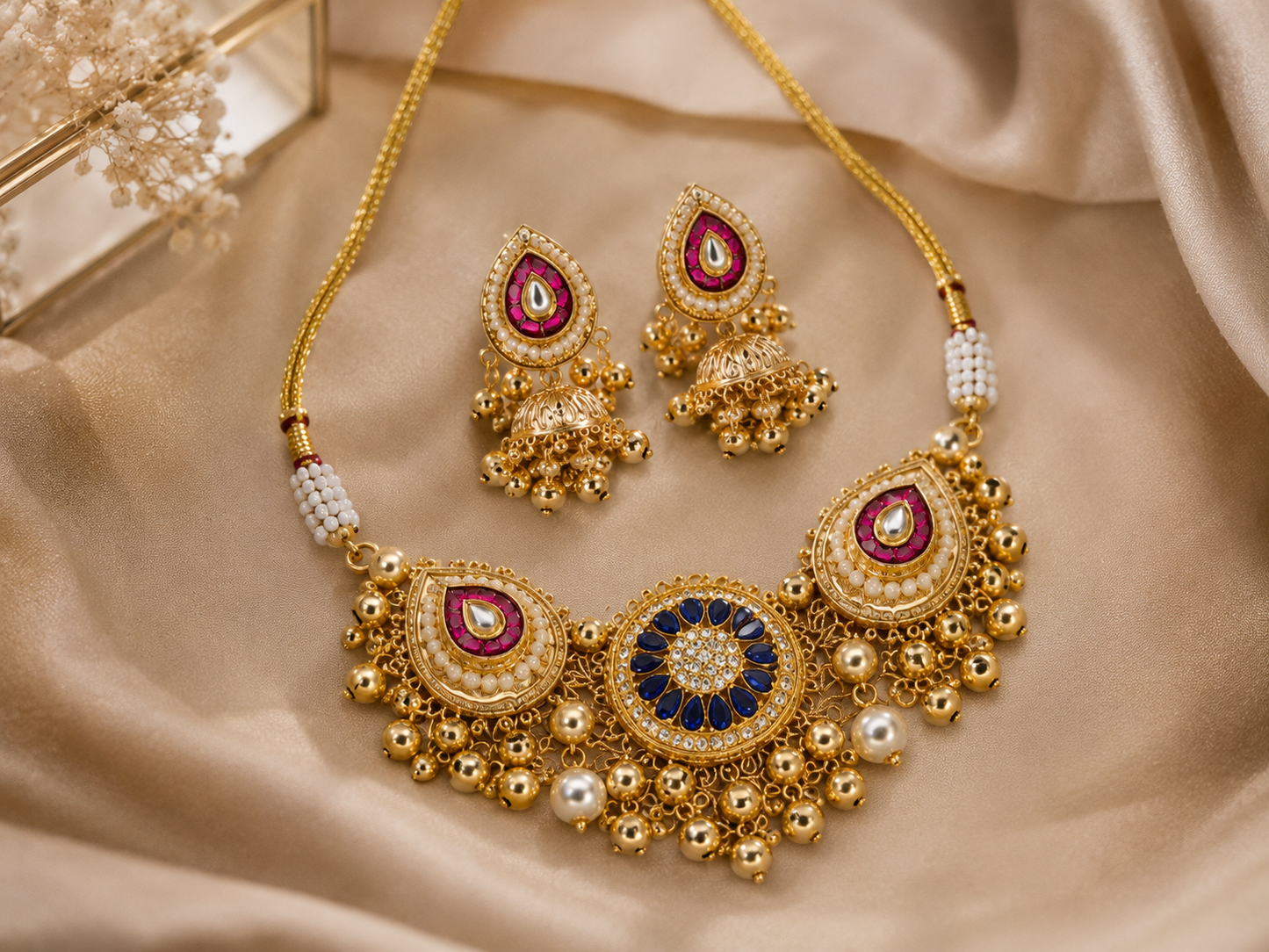 oyal Kundan Ghungroo Necklace Set