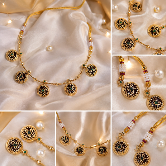 Traditional Meenakari Pendant Jewellery Set