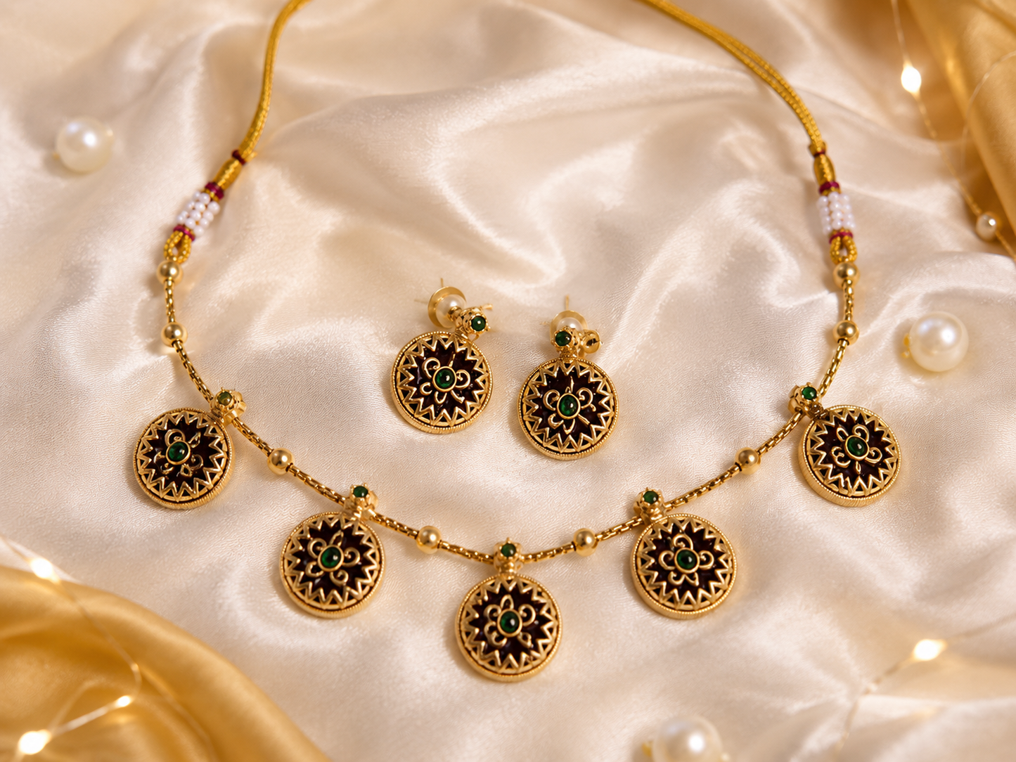 Traditional Meenakari Pendant Jewellery Set