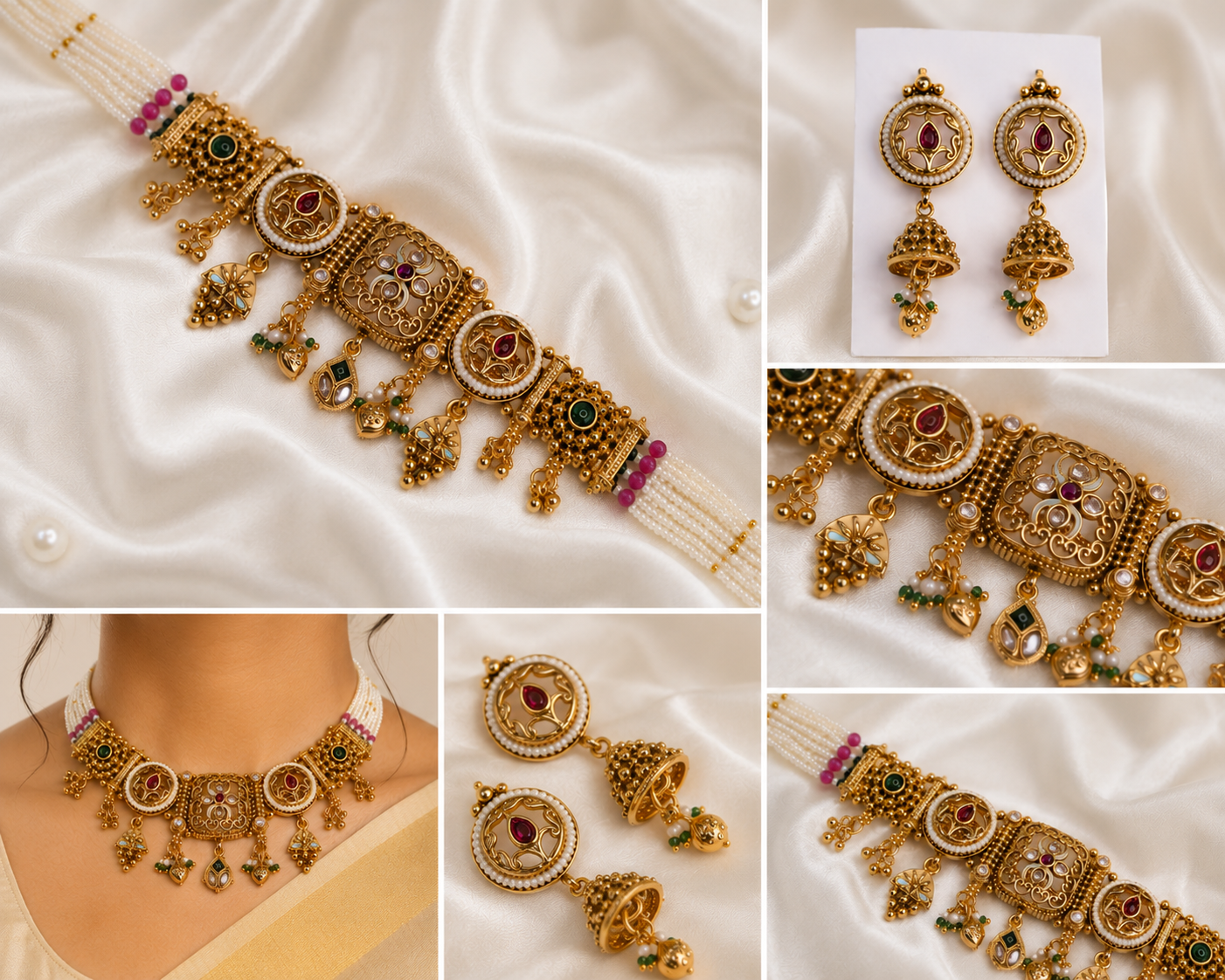 Royal Pearl Kundan Choker Jewellery Set