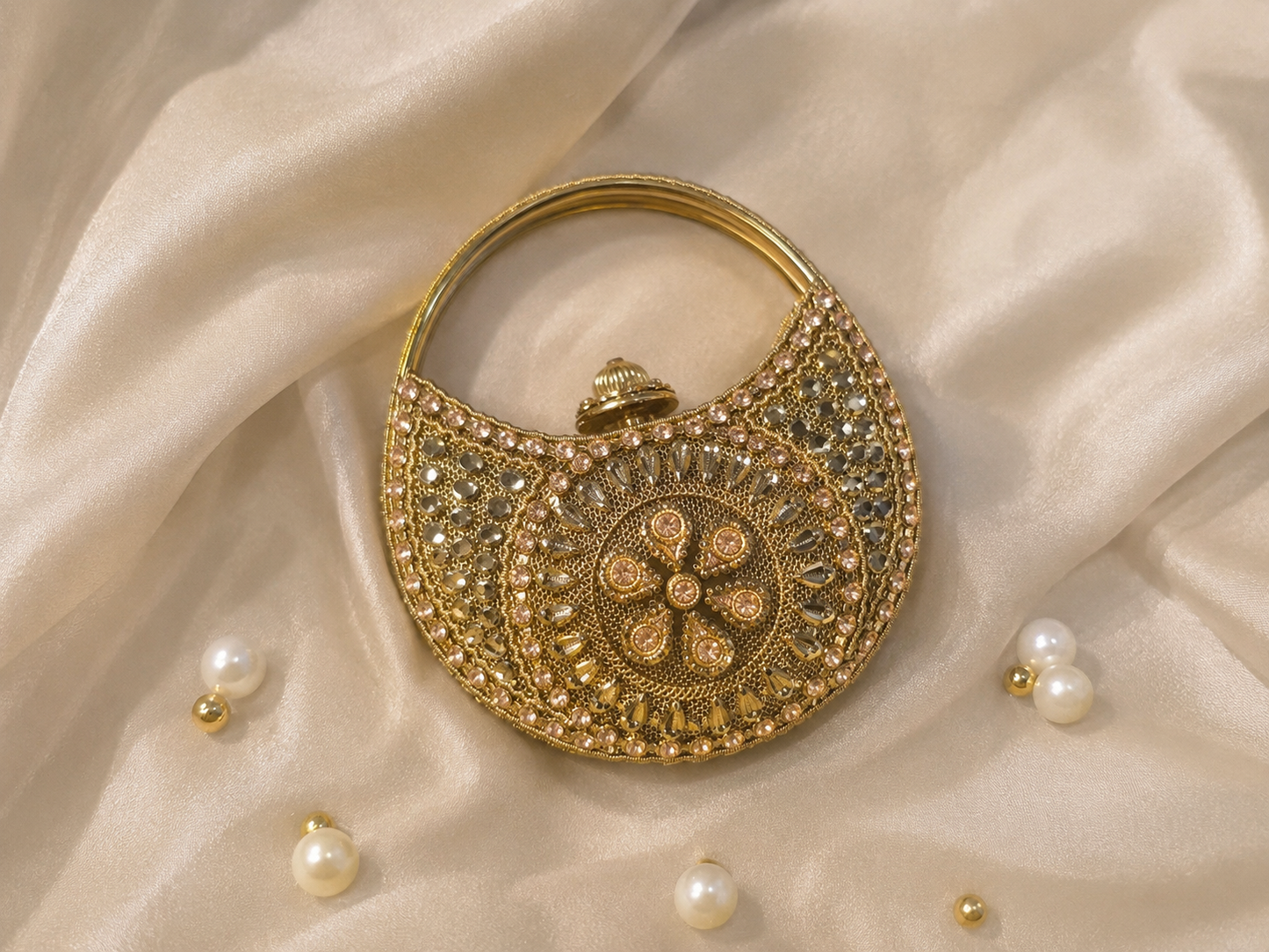 Gold Floral Bridal Potli Purse