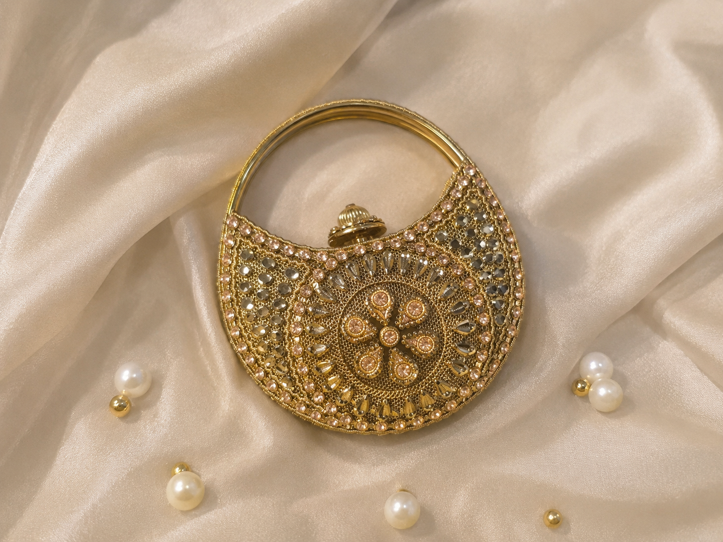 Gold Floral Bridal Potli Purse