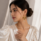 Golden Bow Pearl Drop Earrings