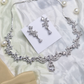 Crystal Floral Teardrop Necklace Set
